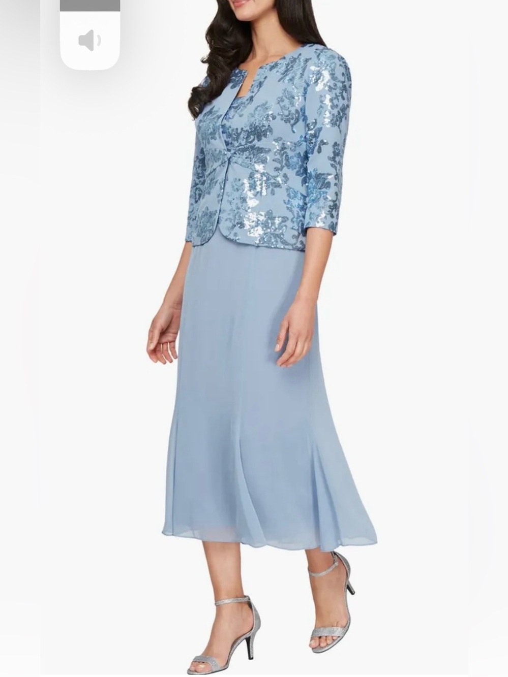 Alex Evenings sequin jacket and crepe midi dress